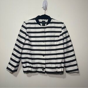 Armani Exchange Women’s Black White Striped preppy academia Bomber Jacket Size S